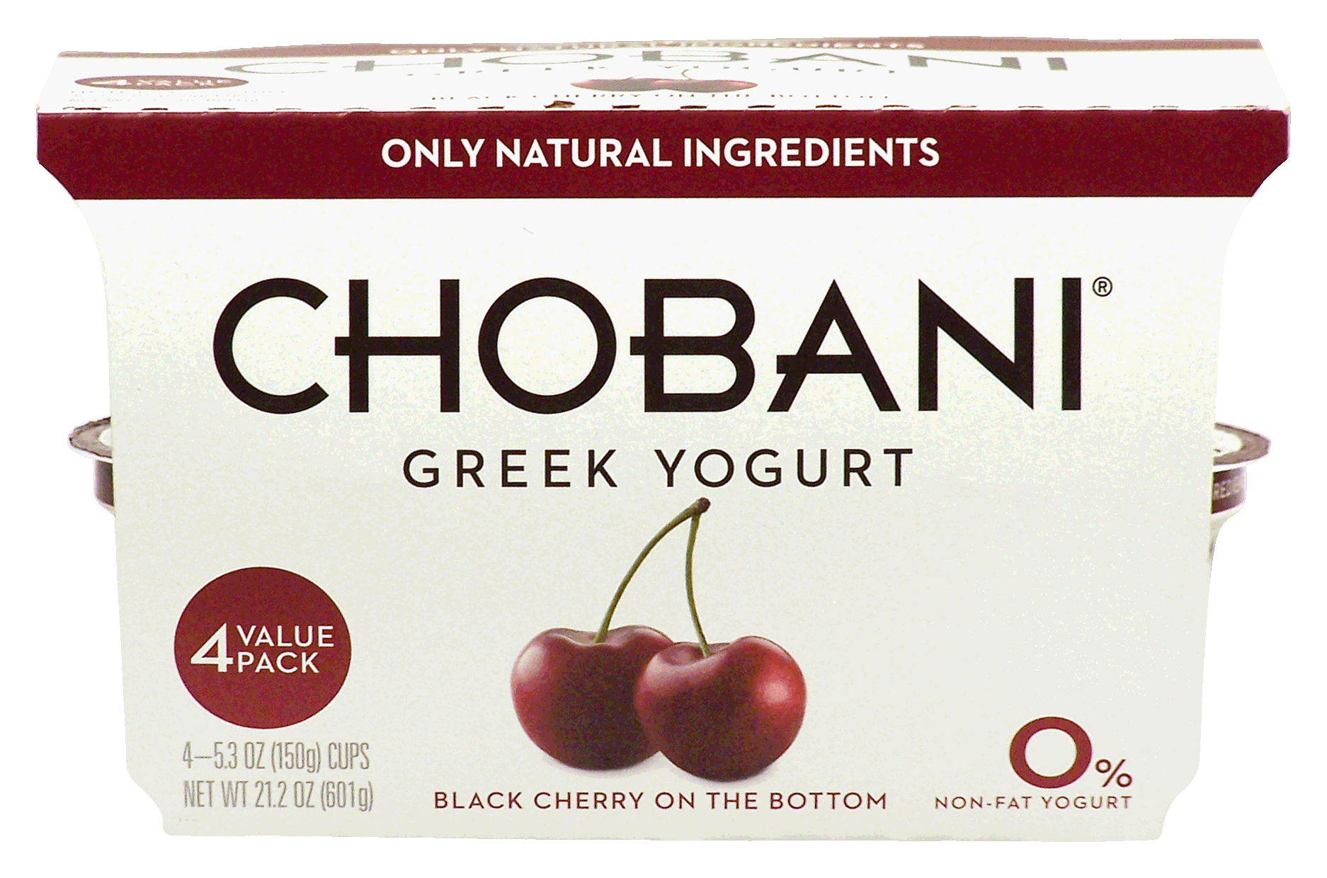 Chobani Greek Yogurt value pack, non-fat greek yogurt, black cherry on the bottom, 4- 5.3oz cups Full-Size Picture